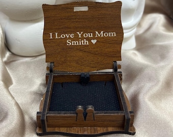 Fancy Personalized Jewelry Gift Box For Her, Engraved Wood Necklace Box With Name & Custom Message, Anniversary Gift For Him, Keepsake Box