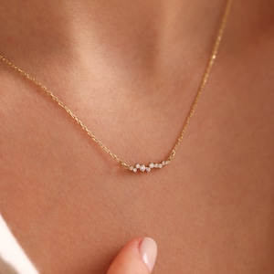 Minimalist Diamond Necklace, Dainty Diamond Necklace, Necklaces for Women, Wedding Necklace, Gold Necklace, Bridesmaid Gifts, Gift For Her