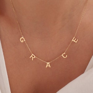 Personalized Name Necklace, Initial Necklace, Letter Necklace, Gold Necklace, Custom Necklace, Wife Gifts, Gifts For Mom,  Christmas Gift