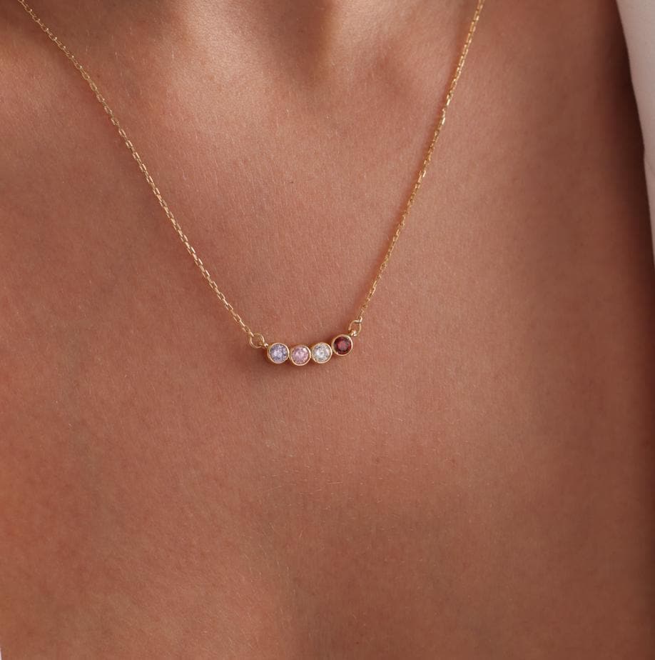 Collier de famille personnalisé, cadeau collier avec pierre de naissance, cadeau de demoiselle d'honneur, cadeau pour maman, cadeau d'anniversaire, bijoux avec pierre de naissance, cadeaux de Noël