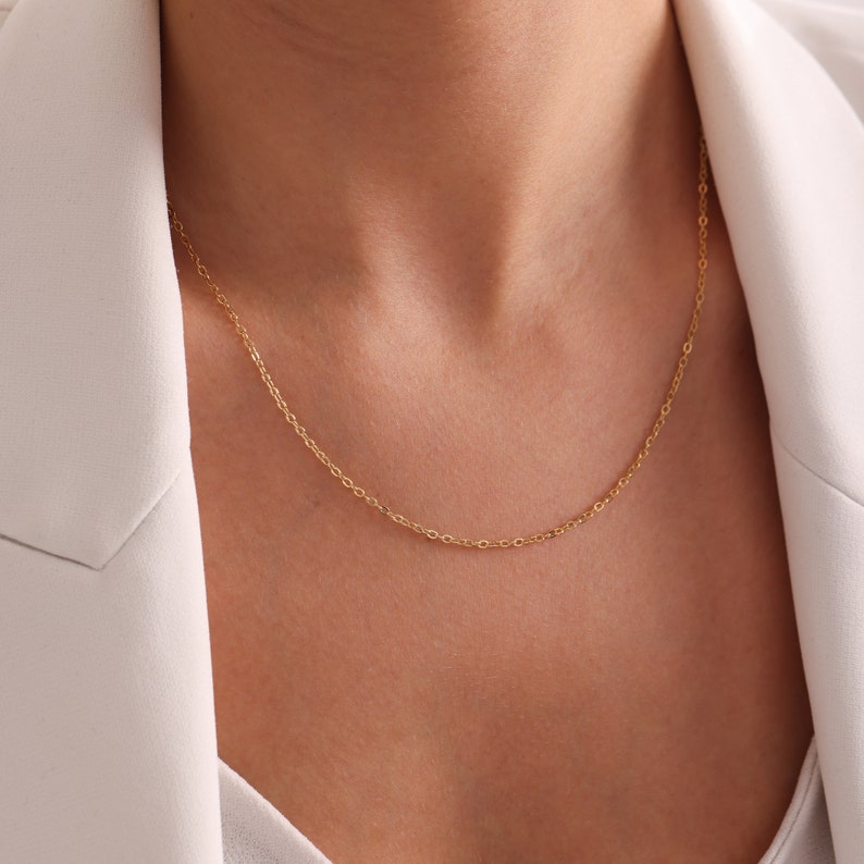 Ultra Dainty Simple Chain Necklace, Thin Gold Necklace Silver or Rose ...