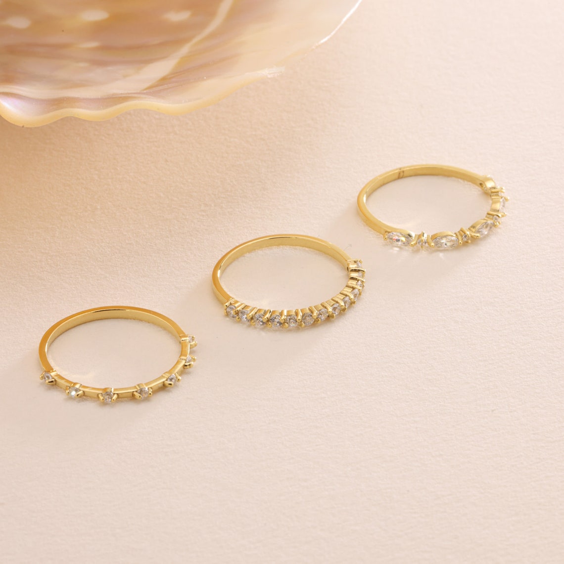 Sundance Stackable Rings Set Stackable Ring Set of 3, Diamond Stacking Ring Set, Crystal Jewelry ...