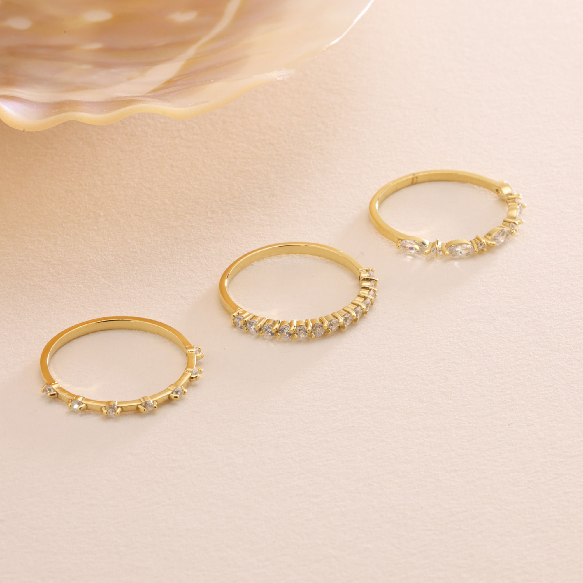 Stackable Ring Set of 3, Diamond Stacking Ring Set, Crystal Jewelry ...