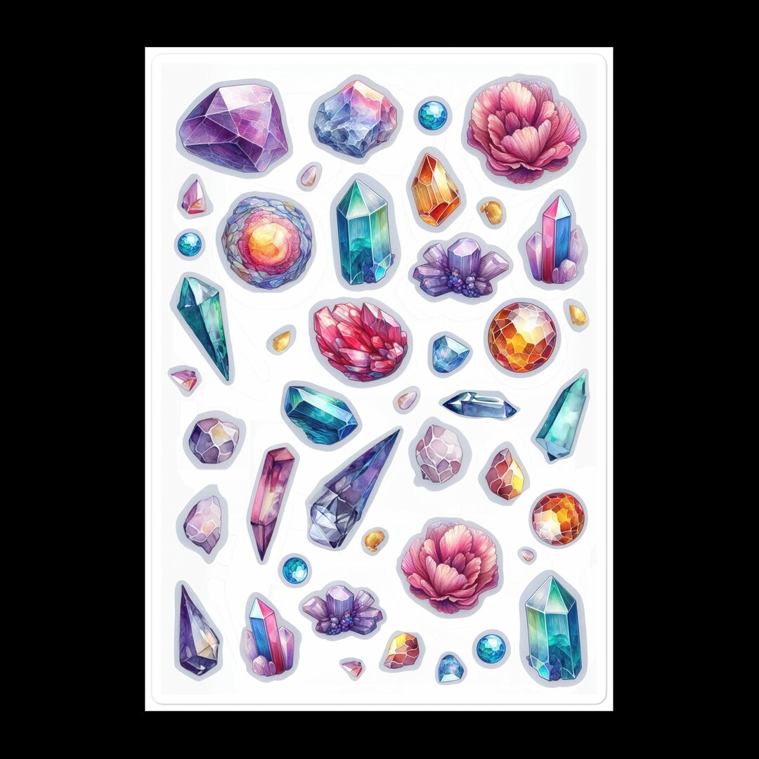 Transparent Stone Sticker Crystals and Gemstones Glossy Watercolor Sticker Pack - Etsy