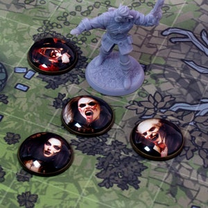 Jetons RPG Vampire Premium - Verre et métal, MDN, 5E, dessus de table