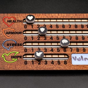 Daggerheart kompatibler Charakter magnetischer Stat-Tracker - Echtholz Hoffnung, Stress, HP und Rüstungs-Zifferblätter