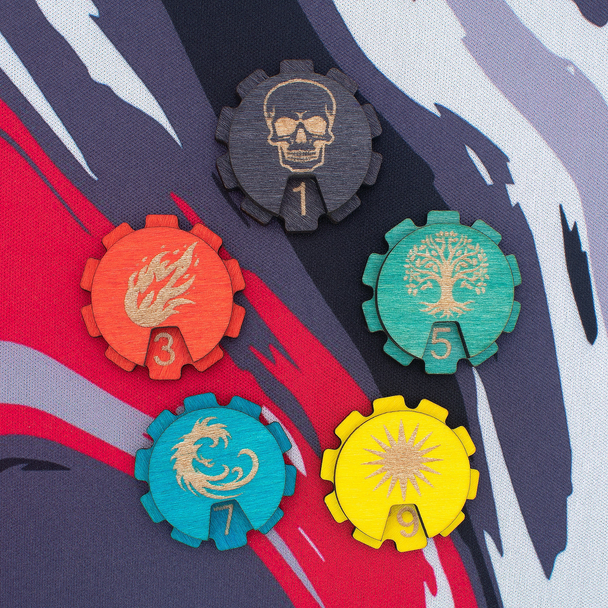 Elemental Wooden Game Counters: MTG Mana Dials, RPG Board Games