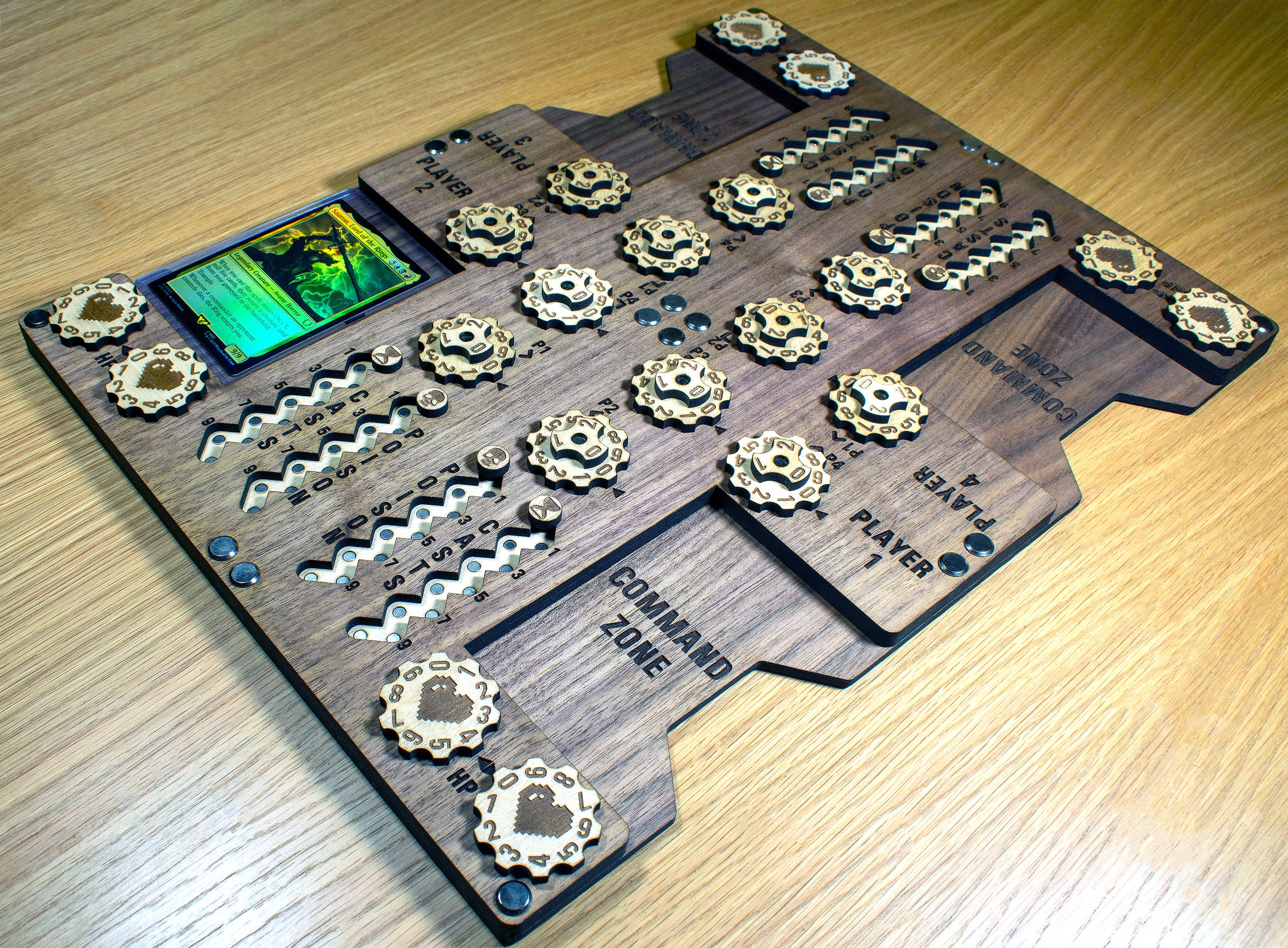 Command Zone MTG 4-player Command Zone Tracker Tray - Real Wood EDH - Magic the ...