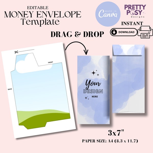 Printable Money Holder Money Envelope Template Money Card Printable Money Envelope Editable Angpao Template Money Pocket Budget Envelope