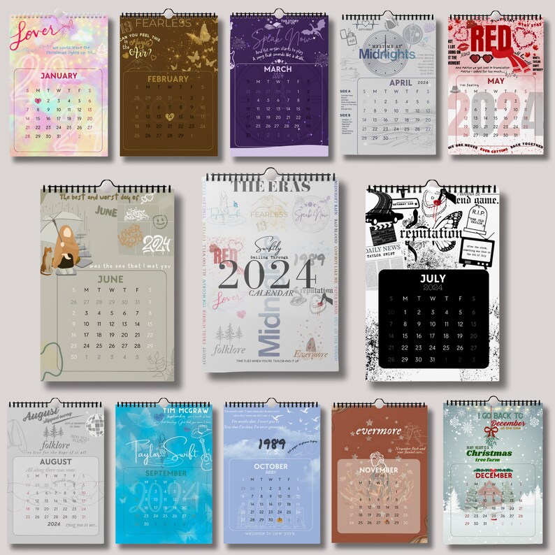 2024 Printable Taylor Swift Eras Tour Calendar Desk Calendar 2024