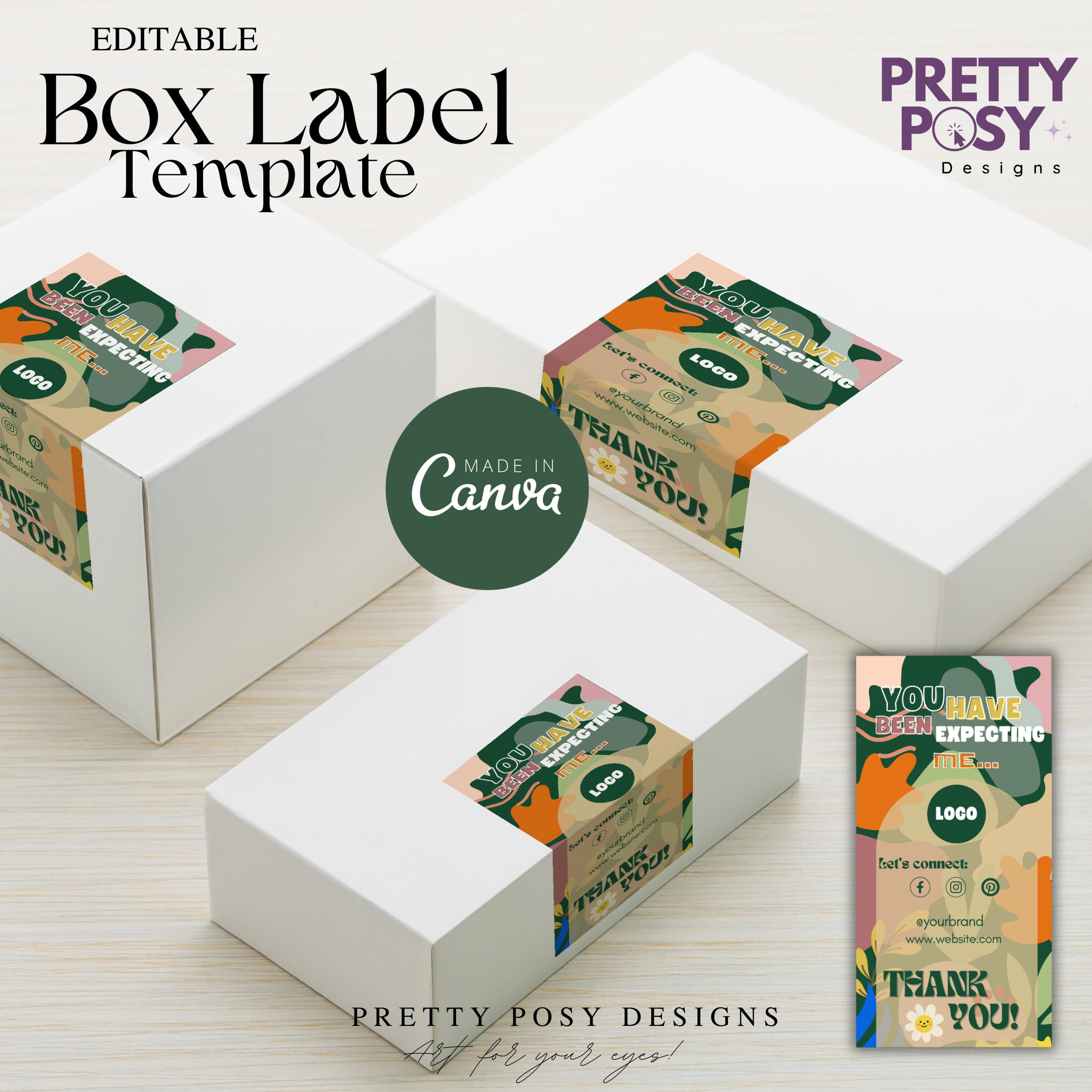 Editable Box Seal Label, Box Sticker Template, Box Packaging