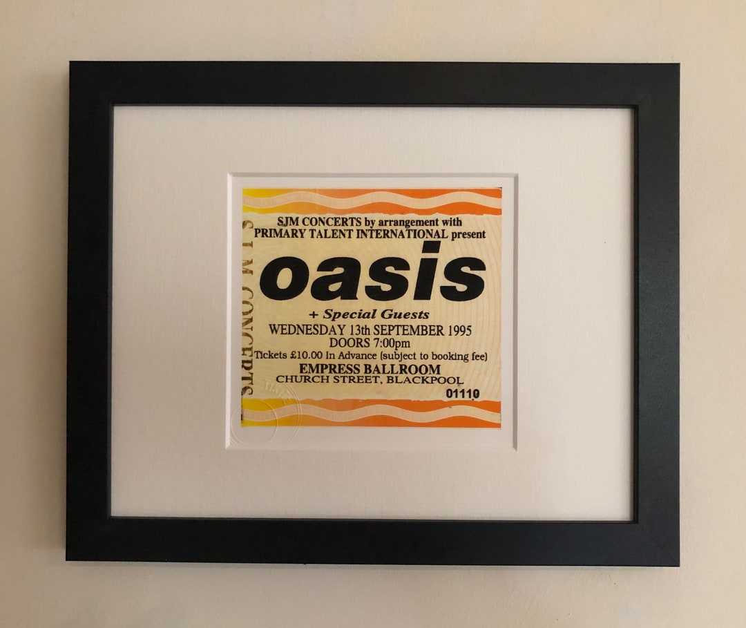 OASIS 1995 Empress Ballroom Ticket , Blackpool Concert Ticket Framed