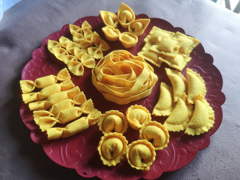 Pâtes en feutre fabriquées en Italie, aliments amusants pour la cuisine, jeu ouvert, jeu de simulation, montessori, cadeau parfait pour les jeunes enfants, 100 % cousu, sans plastique, image 6