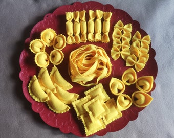 Pâtes en feutre fabriquées en Italie, nourriture en feutre, amusement, jeu de simulation, montessori, cadeau idéal pour les enfants, 100 % fait main et cousu, sans plastique