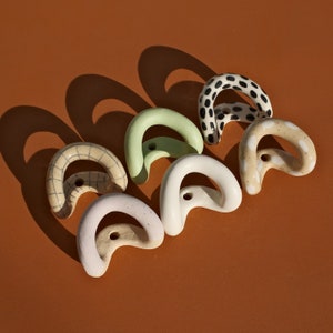 Ceramic Wall Hooks Handmade Decorative Coat Hook / Colorful Funky Pattern Towel Hook / Wall Hanging Set of 6