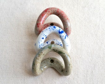 Ceramic Wall Hooks Handmade Decorative Coat Hook / Colorful Towel Hook / Abstract Splatter Blue Red Green Speckled