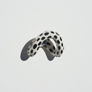 Ceramic Wall Hooks Handmade Decorative Coat Hook / Colorful Funky Pattern Towel Hook / Wall Hanging Black Dots