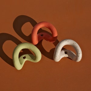 Ceramic Wall Hooks Handmade Decorative Coat Hook / Colorful Towel Hook / Monotone Set Colorful Green Orange White image 6