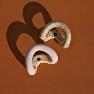 Set of 2 Wall Hooks Ceramic Decorative Handmade Coat Hook / Colorful Pattern Towel Hook / Artistic Wall Hangings