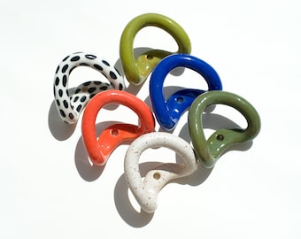 XL Ceramic Wall Hooks Handmade Decorative Coat Hook / Colorful Towel Hook / Wall Hanging Monotone