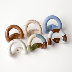 XL Keramik Wandhaken Handgefertigt Dekorativer Kleiderhaken/Bunt Handtuch Haken/Wandbehang Maximalist Muster