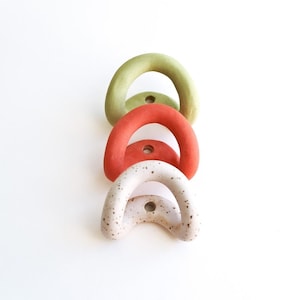 Ceramic Wall Hooks Handmade Decorative Coat Hook / Colorful Towel Hook / Monotone Set Colorful Green Orange White Set of 3