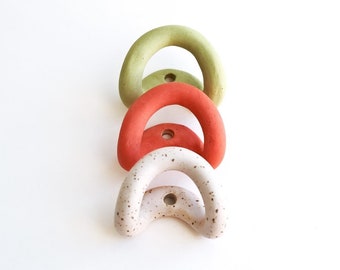 Ceramic Wall Hooks Handmade Decorative Coat Hook / Colorful Towel Hook / Monotone Set Colorful Green Orange White