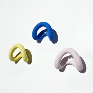 Ceramic Wall Hooks Handmade Decorative Coat Hook / Colorful Towel Hook / Monotone Set Neon Yellow Blue Purple