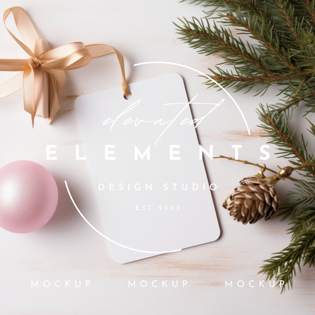 Blank White Gift Tag Mockup Christmas Tag Mockup Holiday Tag Mockup