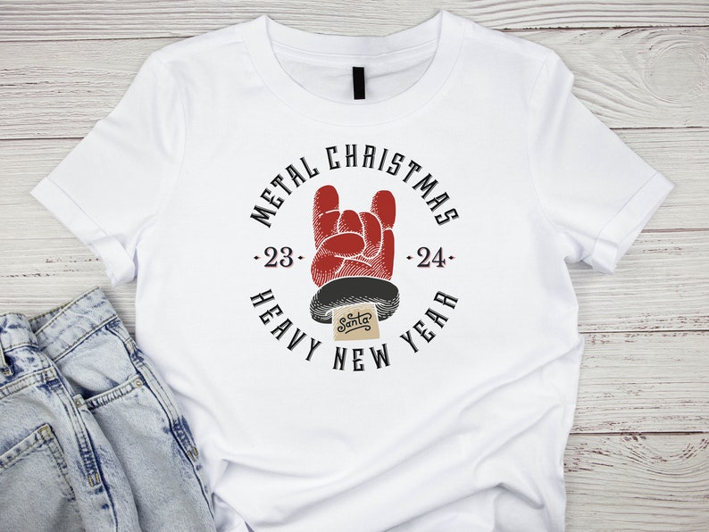 T-Shirt Heavy Metal Noël Homme Gildan - Coton, Coupe Loose Fit, Neuf Sans Étiquettes