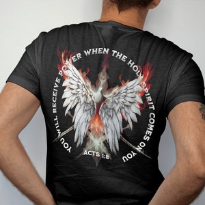 Holy Spirit Power Comfort Colors® Christian Back Print Tee shirt, Christian Bible Verse, Jesus Shirt, Pentecost, Christian Streetwear