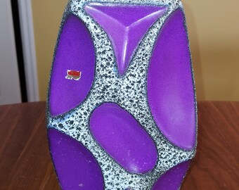 Large Vintage Purple Roth Keramik Lozenge Vase West Germany Rare