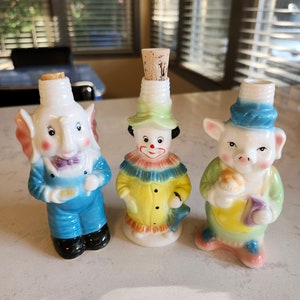 Rare Vintage Circus Clown and Circus Theme Ceramic Figurines Made in Occupied Japan
