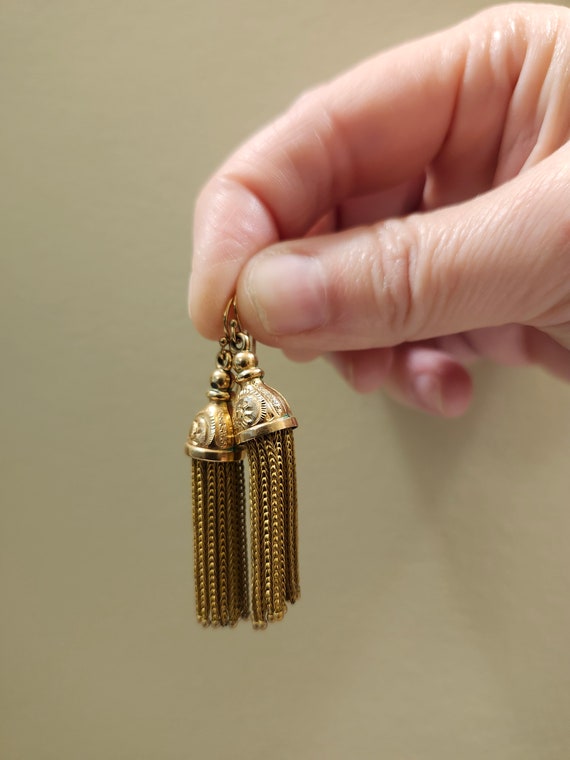 Antique Victorian Tassel 9 Carat Earrings