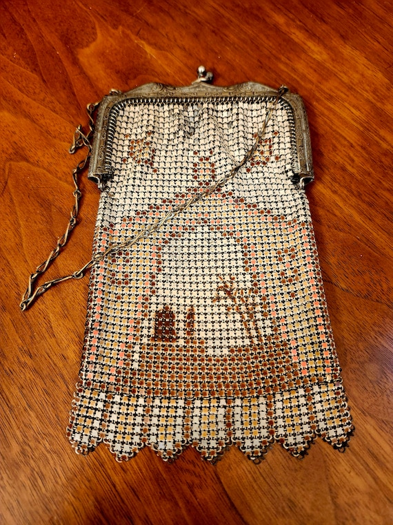 Antique Whiting and Davis Enamel Mesh Purse