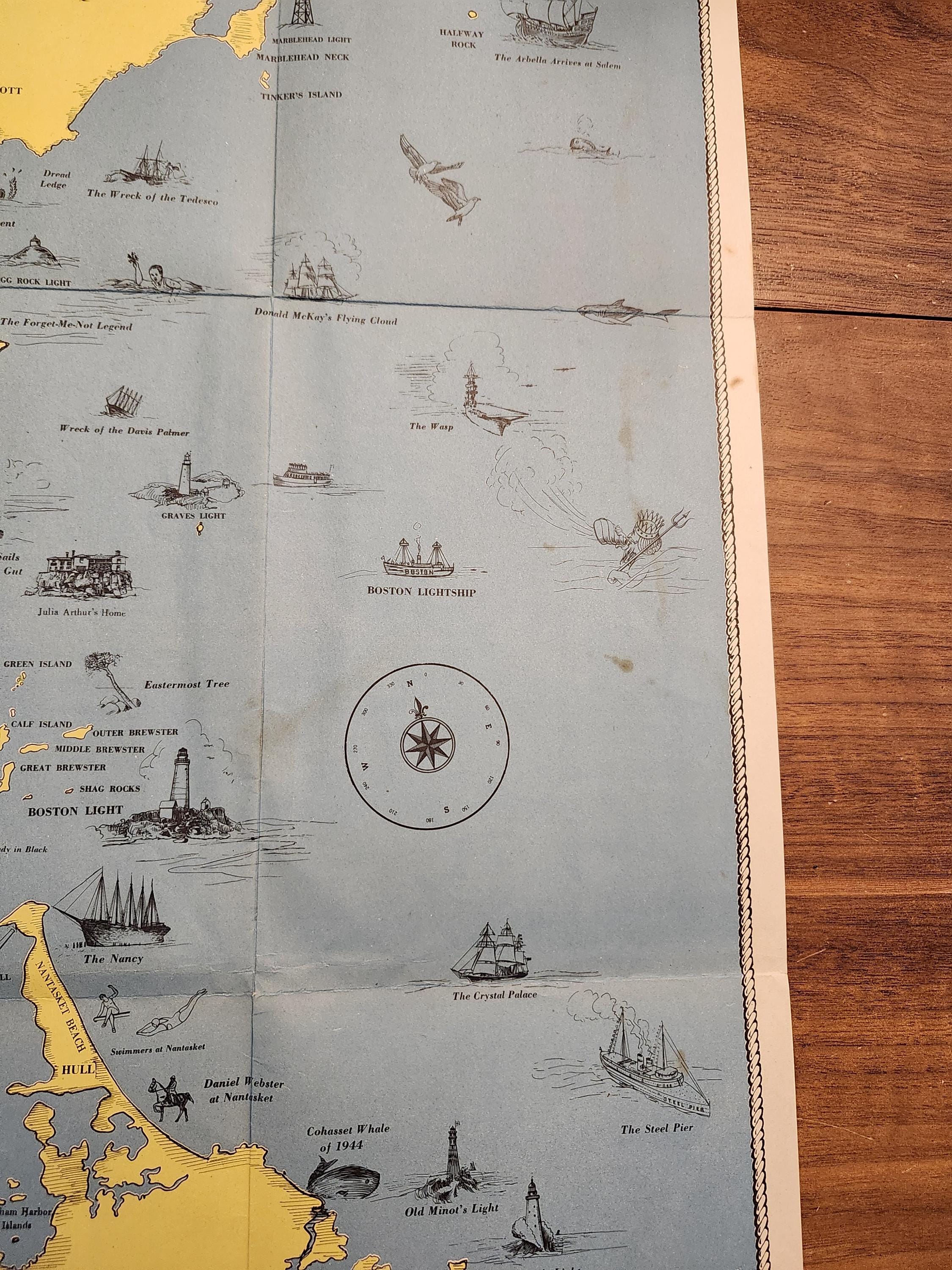 Rare Boston Bay Map: Rare Fold-out Chart, 1944 - Etsy Canada