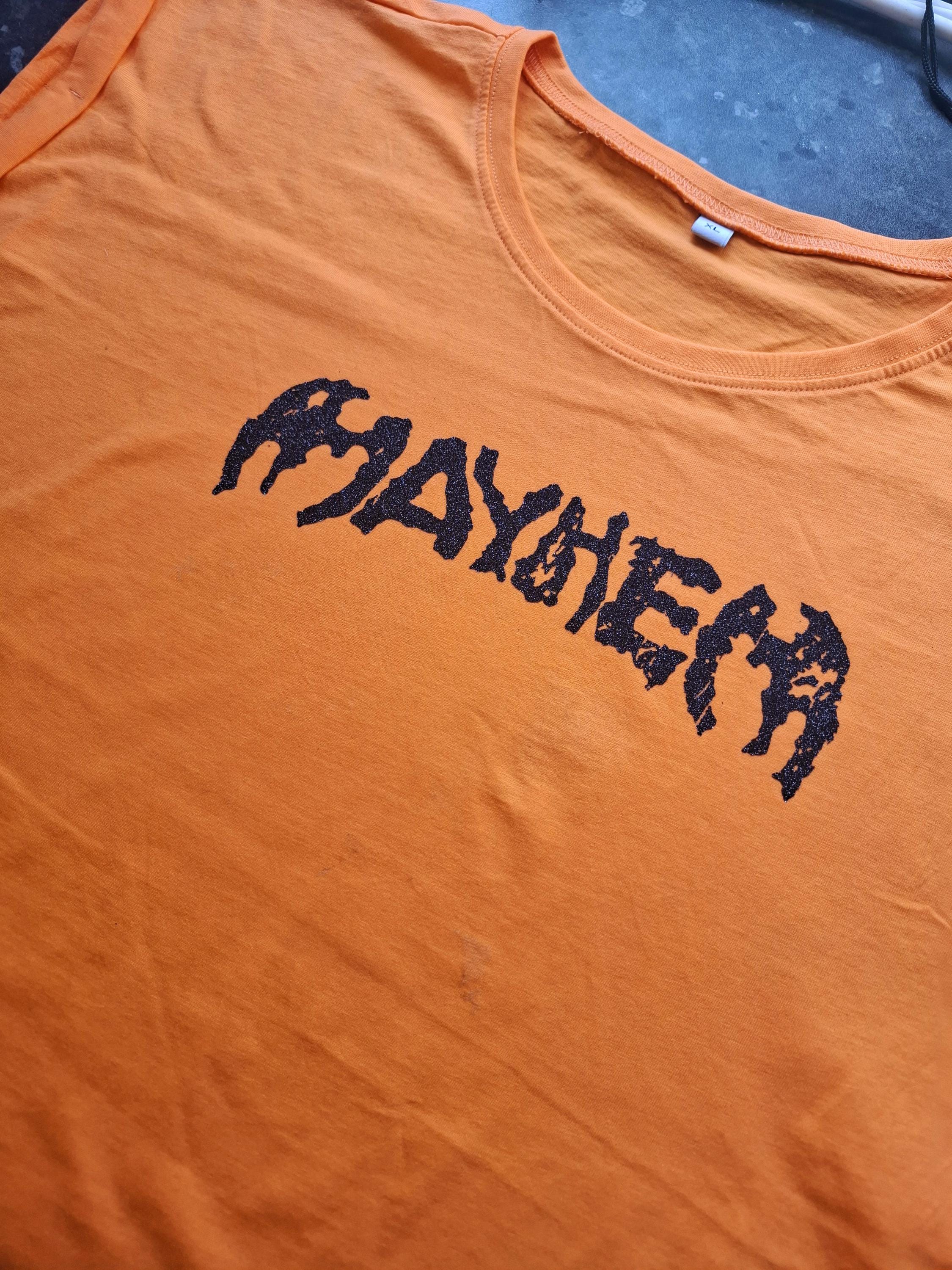 Lady Gaga Mayhem Orange Cut off shoulder Glitter T-Shirt