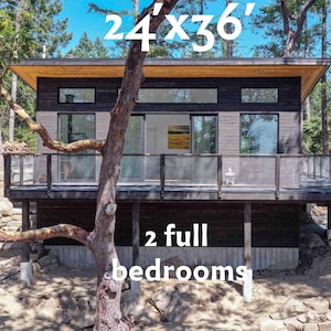 Pender Island Cabin Plans: 24&#39;x36&#39; (864 sqft) - 2 full bedrooms - pdf floor plans