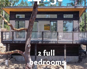 Pender Island Cabin Plans: 24'x36' (864 sqft) - 2 full bedrooms - pdf floor plans