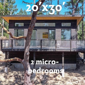 Pender Island Cabin Plans: 20&#39;x30&#39; (600 sqft) 2 small bedrooms - pdf floor plans