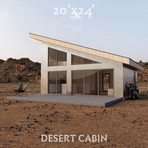 Desert Cabin Plans - 20&#39;x24, 1 bedroom loft