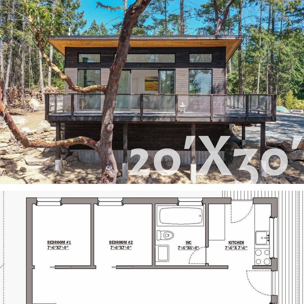 20'X30' (600sqft) Pender Island Cabin Plan - PDF set