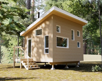 Artist’s Cabin Shed Plans: 12'x16' (192 sqft) 1 bed, 1 desk