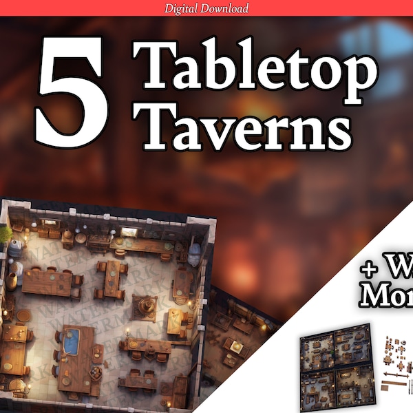 DnD Tavern Map Collection - Immersive Environments for DMs | 5e World-Building Resource | Digital PDF Download