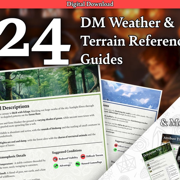 DnD Weather & Terrain Complete Reference Guide - Descriptive Tools for DMs | 5e Campaign Aid | Digital PDF