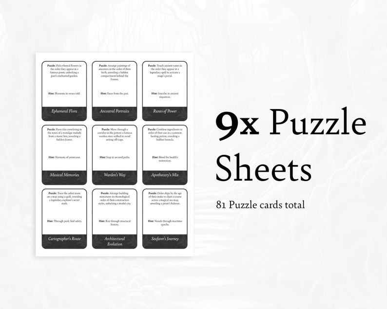81 Printable Dnd Puzzle Cards for Dungeon Masters 5e Campaign Aid