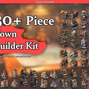 Más de 50 recursos digitales de DnD Town Builder para Dungeon Masters: ayuda de campaña 5e, configuración de mazmorras y dragones / descarga digital