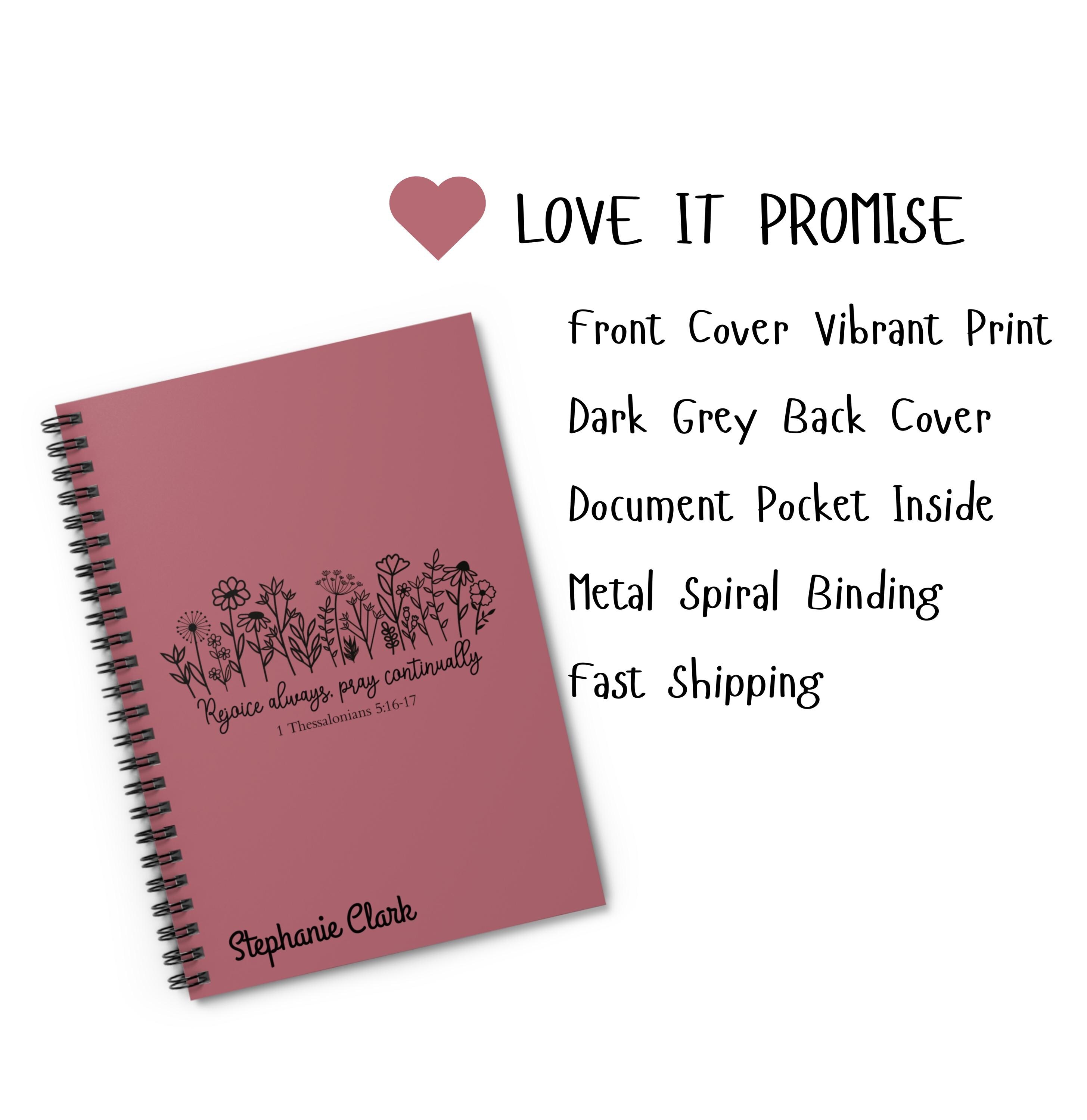 Personalized Spiral Sermon Notebook, Bible Study Journal, Rejoice ...