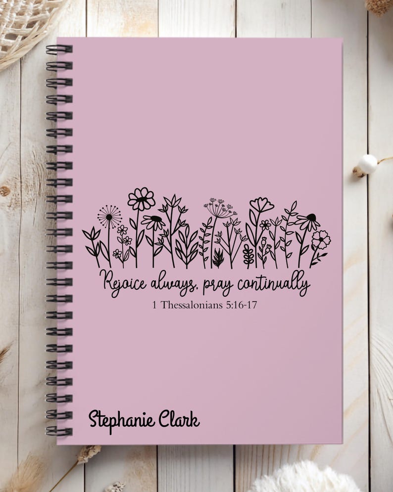 Personalized Spiral Sermon Notebook, Bible Study Journal, Rejoice ...