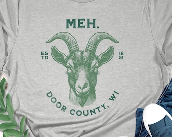 Door County Wisconsin Goat Shirt, Sister Bay WI T-Shirt, Wisconsin Tee, Vintage Inspired Crewneck